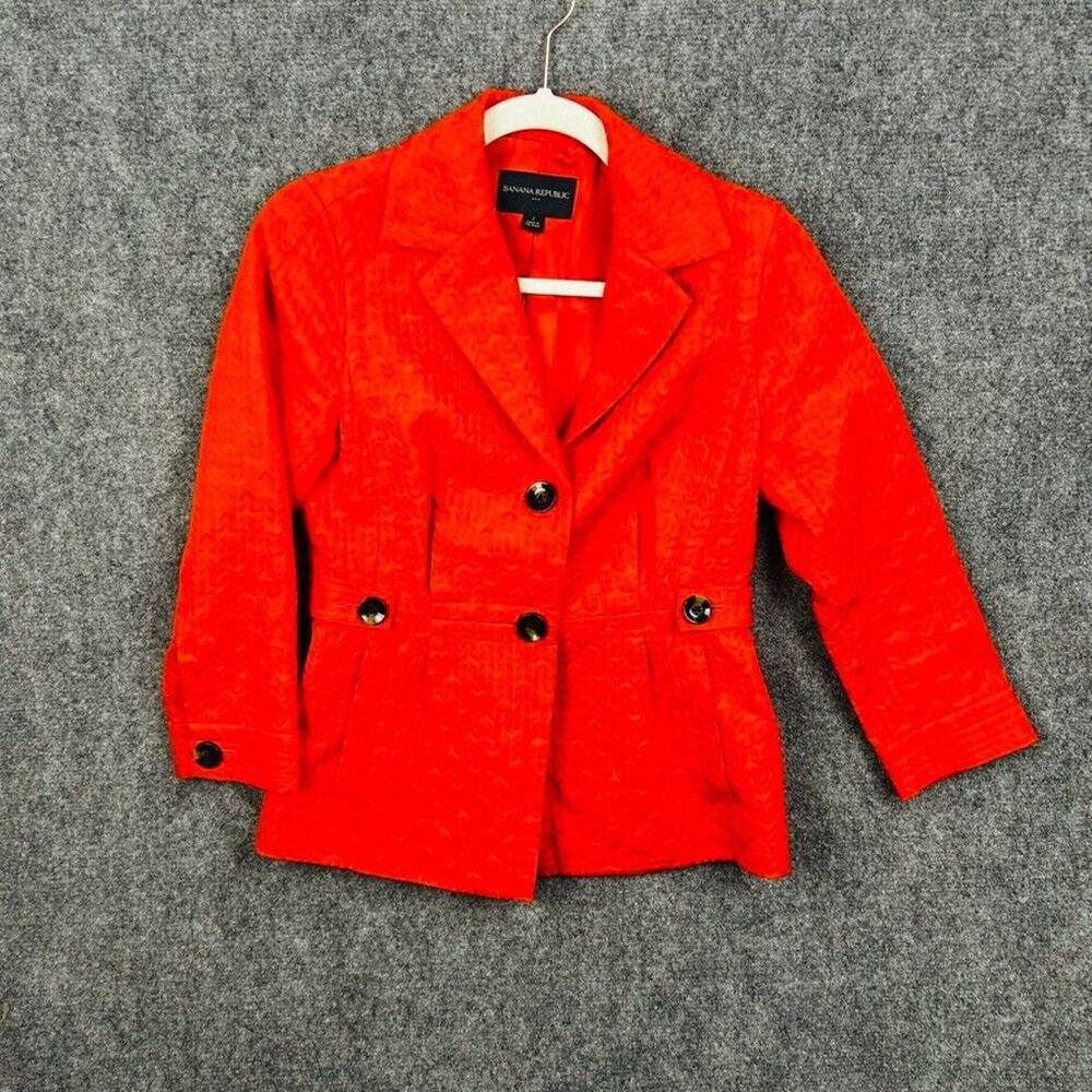 Banana Republic Blazer Jacket Size 2 Womens Orange Long Sleeve Button Up